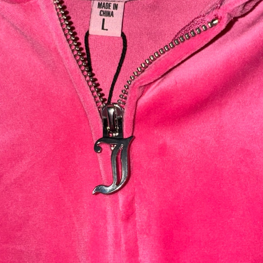 NWT - Juicy Couture OG Big Bling velour hoodie in the color "Hot Pink/Silver" - Picture 3 of 6